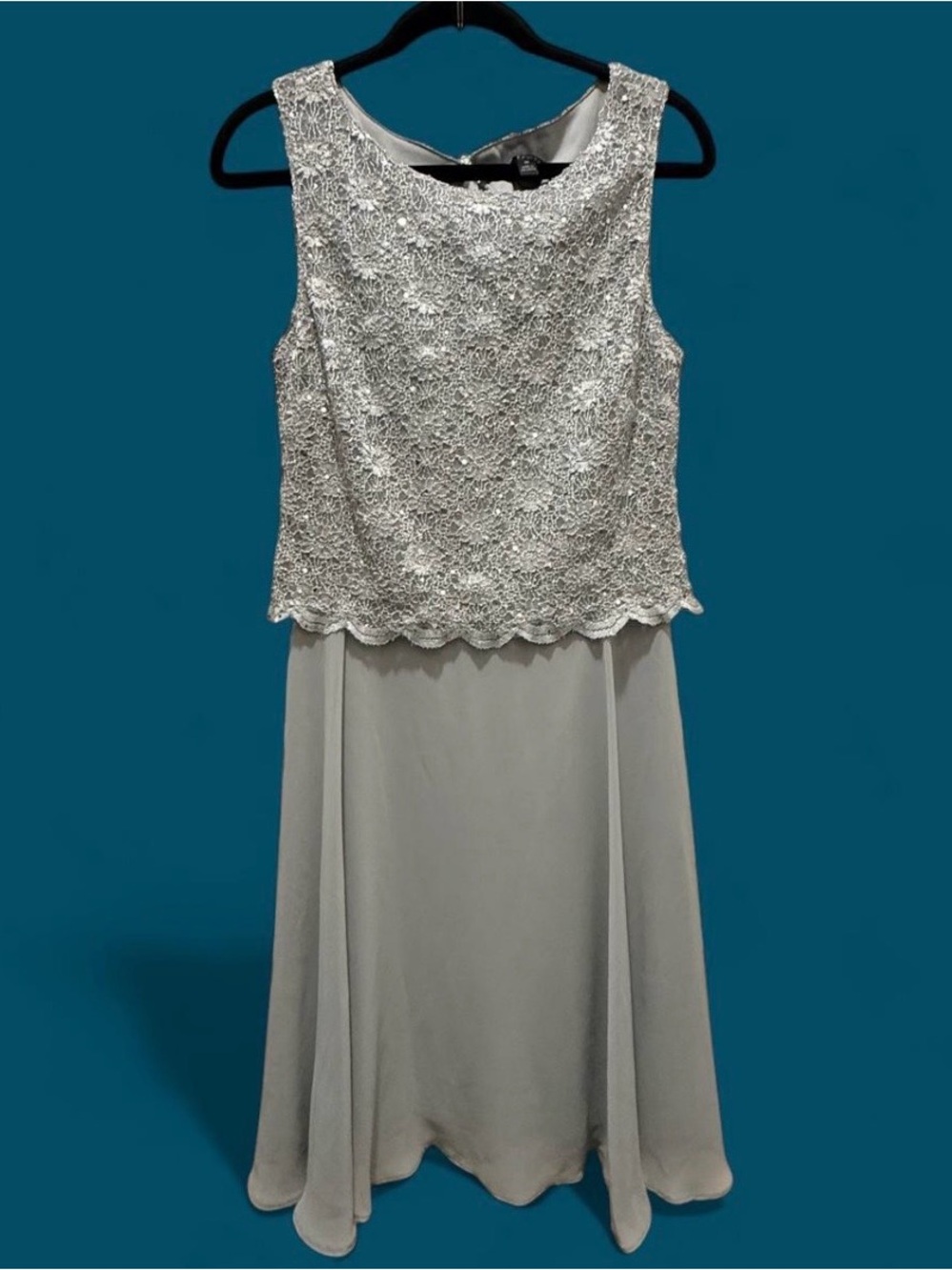 Sparkly Silver Grey Fairycore Autumn Wedding Guest Special Occasion Dress Sz. 10
